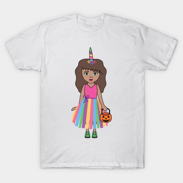 Unicorn Halloween Trick or Treat Girl 2 T-Shirt by PLLDesigns